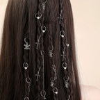13pcs Cross&Skull Decor Hair Ring,Dreadlocks Beads Hair Braid Rings Clips Dread Locks Hair Braiding Cuffs Decoration/Accessories