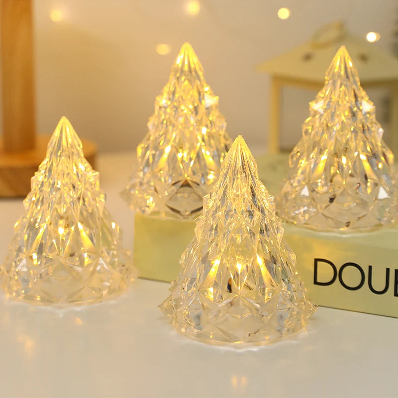 1/2Pcs LED 8.5cm Flameless Christmas Tree Shape Candle Light for Home Party Christmas Decoration New Year Gift 2025 Navidad