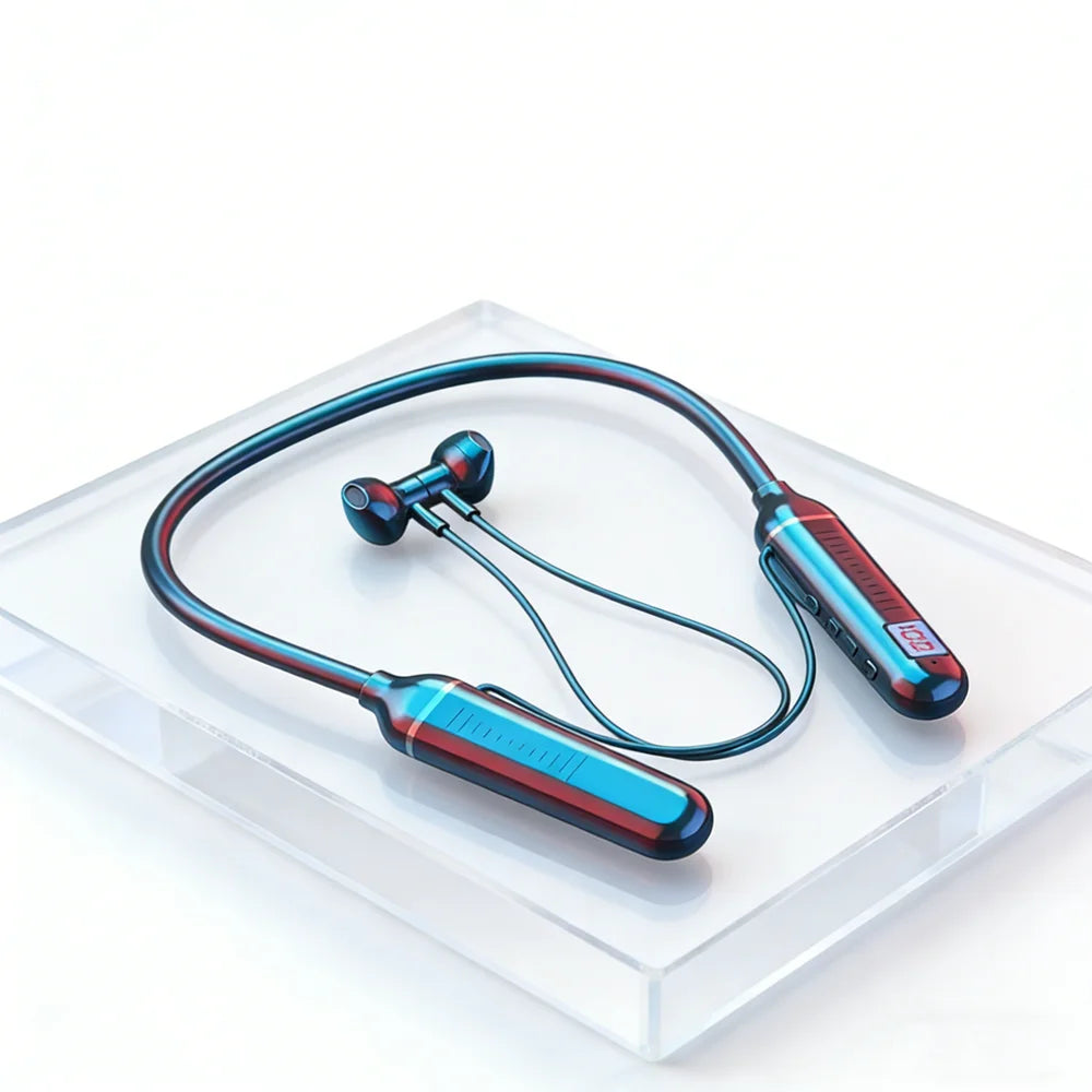 Wireless Earphones Bluetooth 5.3 Neckband Headphones Gaming LED Display HIFI Headset Sports TWS Earbuds With Mic TF Card