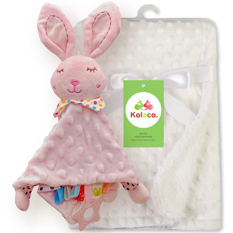 Personalized Newborn Baby Blanket with Name Custom Dot Minky Stroller Swaddle Set Security Towel Baby Shower Gift for Infant Boy
