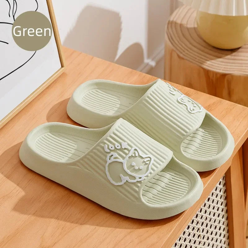 2023 Summer Women Slippers Bath Thick Platform Non-Slip Home Cat Cartoon Flip Flops Beach Sandals Ladies Slides Indoor Outdoor