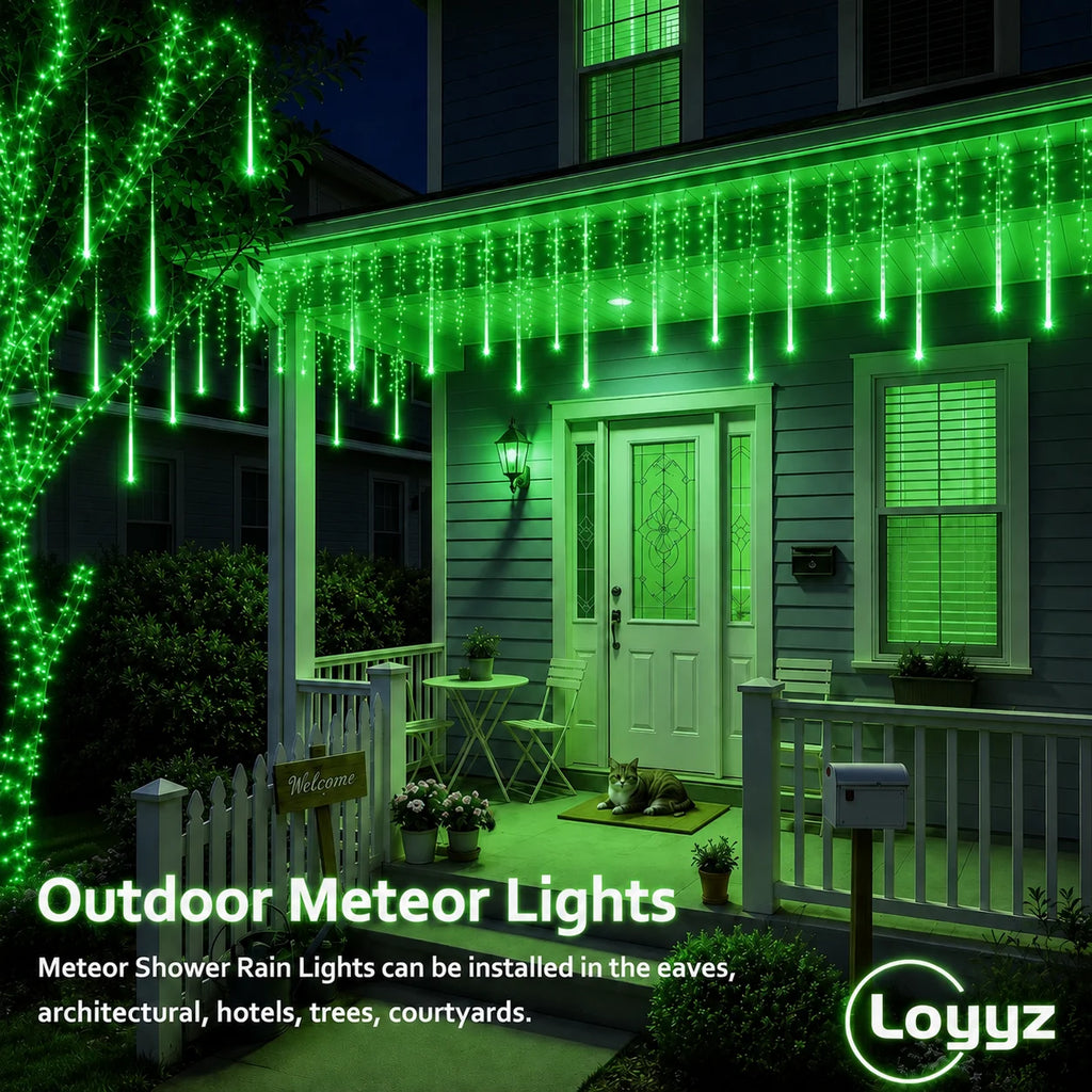 Solar Meteor Shower Lights Outdoor Meteor Lights 8Tubes Waterproof LED Falling Raindrop Christmas Halloween Fairy String Lights