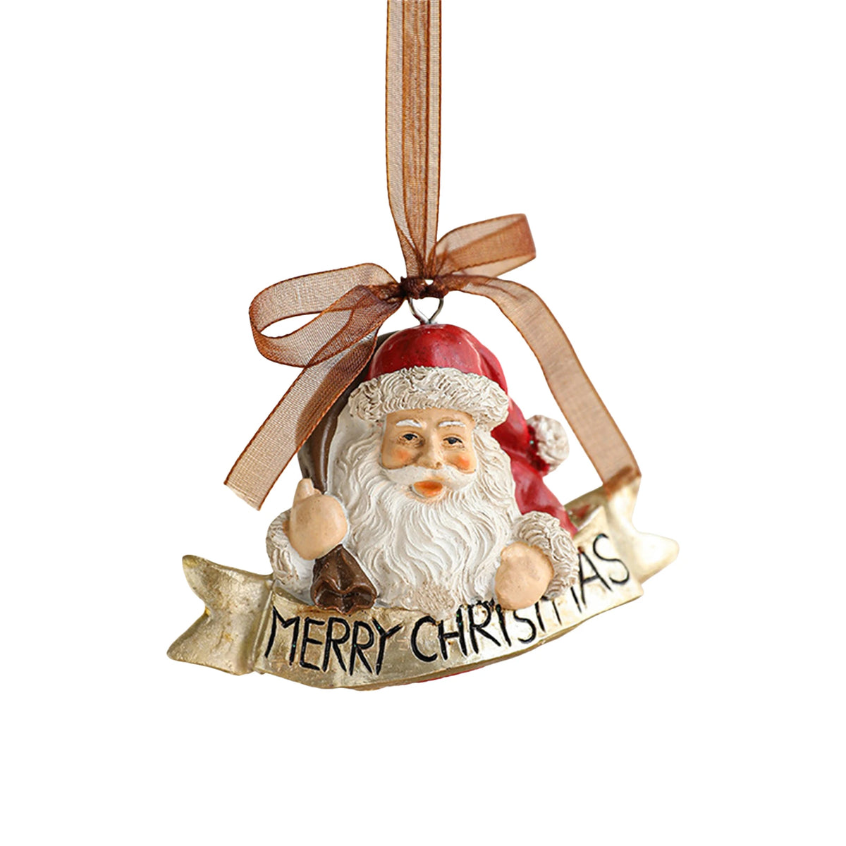 2026 Xmas Tree Pendant Cartoon Painted Santa Claus Elk Bear Christmas Stocking Resin Pendant Christmas Party Decorations 1pc