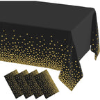 5pcs Plastic Dot Disposable Table Cloth for Parties,Plastic Tablecloth,Golden Dots Table Covers for Picnic,Birthday,Party