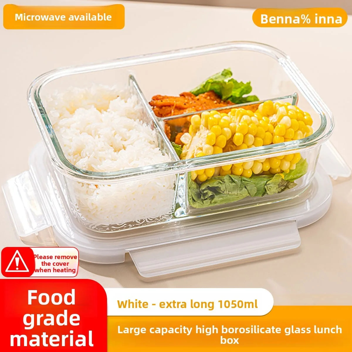 High Borosilicate Glass Lunch Box with Vent Lid,Microwave Safe Leak-Proof Food Storage Container,Multi-Size Options,Easy Clean.