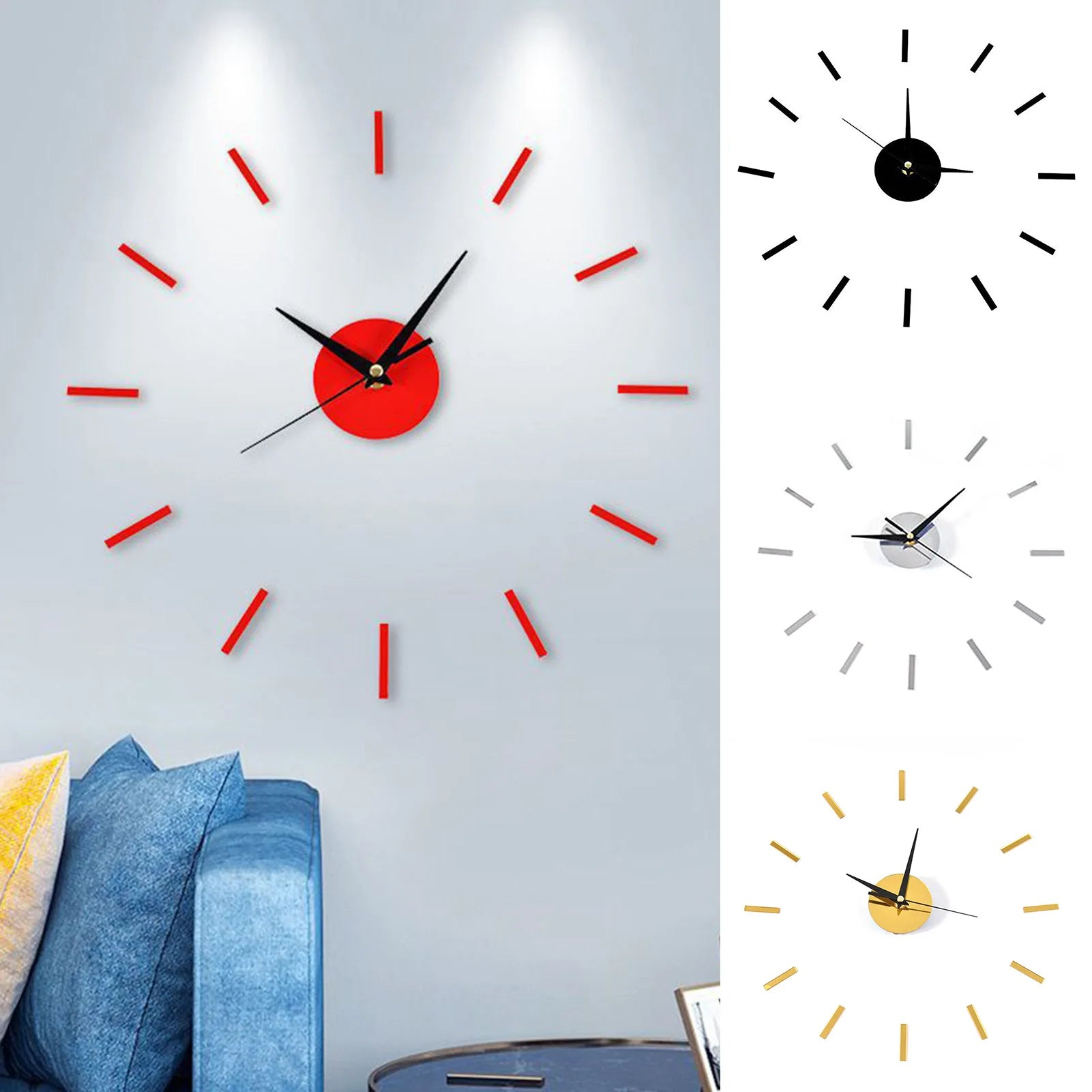 Punch-free Frameless Wall Clock Stickers 39*39cm Acrylic DIY Decoration Silent Simple Clock Watch For Home Livingroom Bedroom