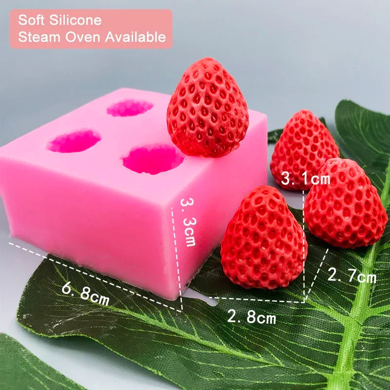 Strawberry Silicone Mold Fondant Chocolate Jelly Making Cake Tools Decorative Mold Oven Steam Available DIY Clay Resin Art