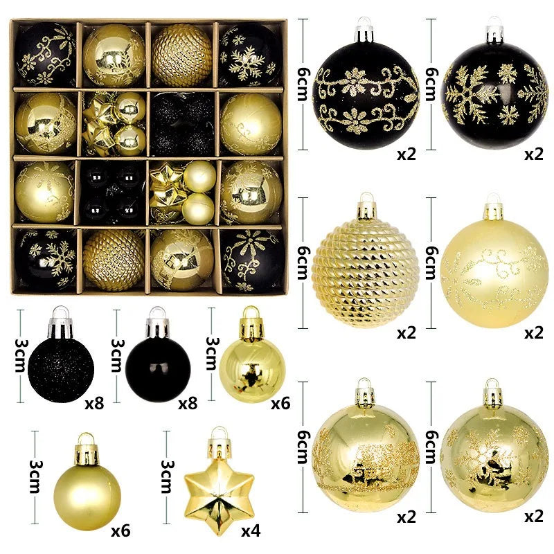 44Pcs 3-6CM Christmas Ball Merry Christmas Tree Topper Decoration for Home Decor Holiday New Year 2026 Navidad Gifts Supplies