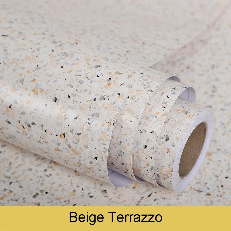 Marble Sticker Kitchen Oil-Proof Film Stove Waterproof Moisture-Proof Self-Adhesive Wallpaper Countertop Cabinet Renovation Tile