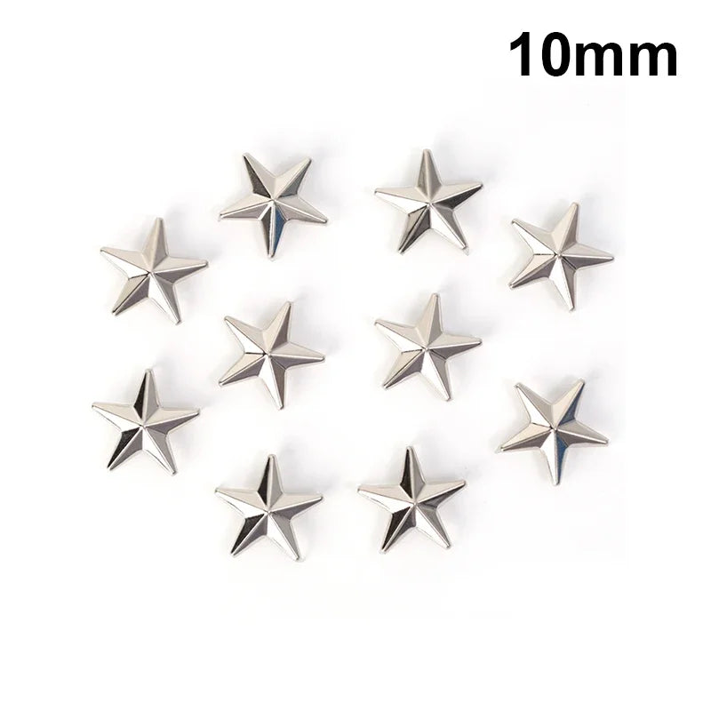 Metal Silver Star Rivets DIY Clothes Shoes Bags Handmade Clothing Accessories Punk Leather Studs Spikes Spots Nails Head Buttons