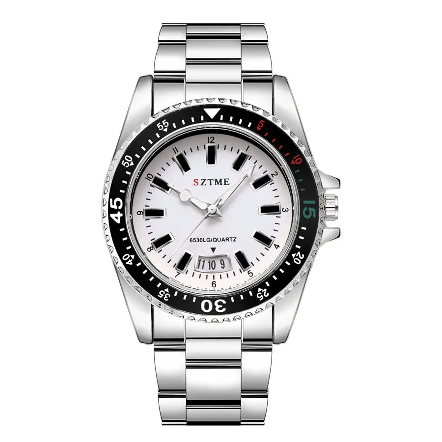 2024 New Men's and Women's Steel Strip Watch Trendy Leisure Calendar Scale Stainless Steel Strip Couple Quartz Watch Gift Watch