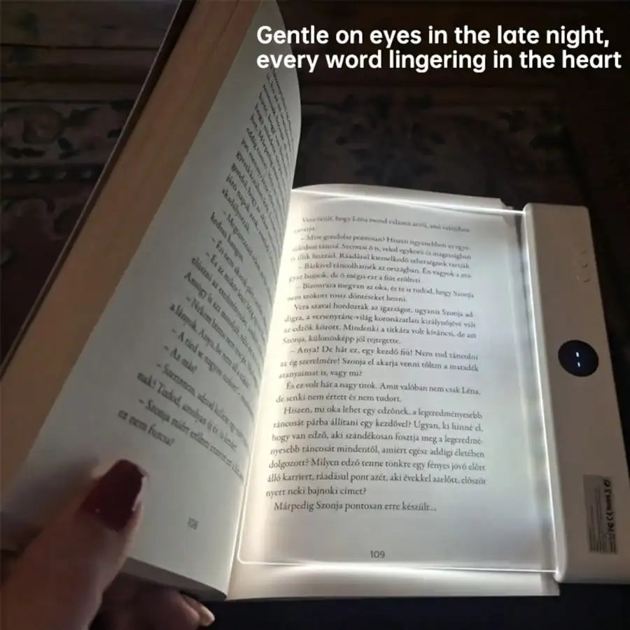 Book Light, Rechargeable Clear LED Flat Reading Light With & Timer, Dimmable Panel Plate Lamp Book Full Page Light For Reading In Bed At Night,Funny Gifts For Readers