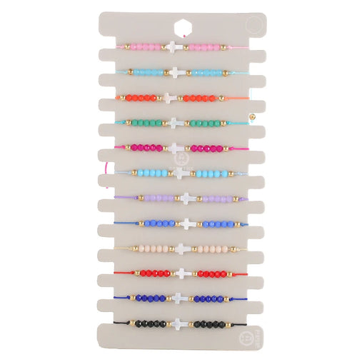 12pcs Bohemian Style Woven Cross Bracelet Set, Suitable For Men And Women's Jewelry Gifts