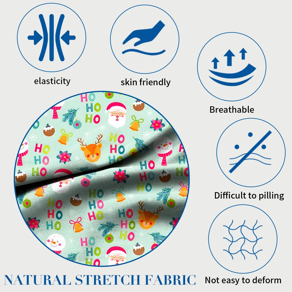 Christmas Print Scrubs Tops Women Short Sleeve V-neck Blouse Nurse Uniforms T-Shirt Medical Working Uniform Veterinary Workwear