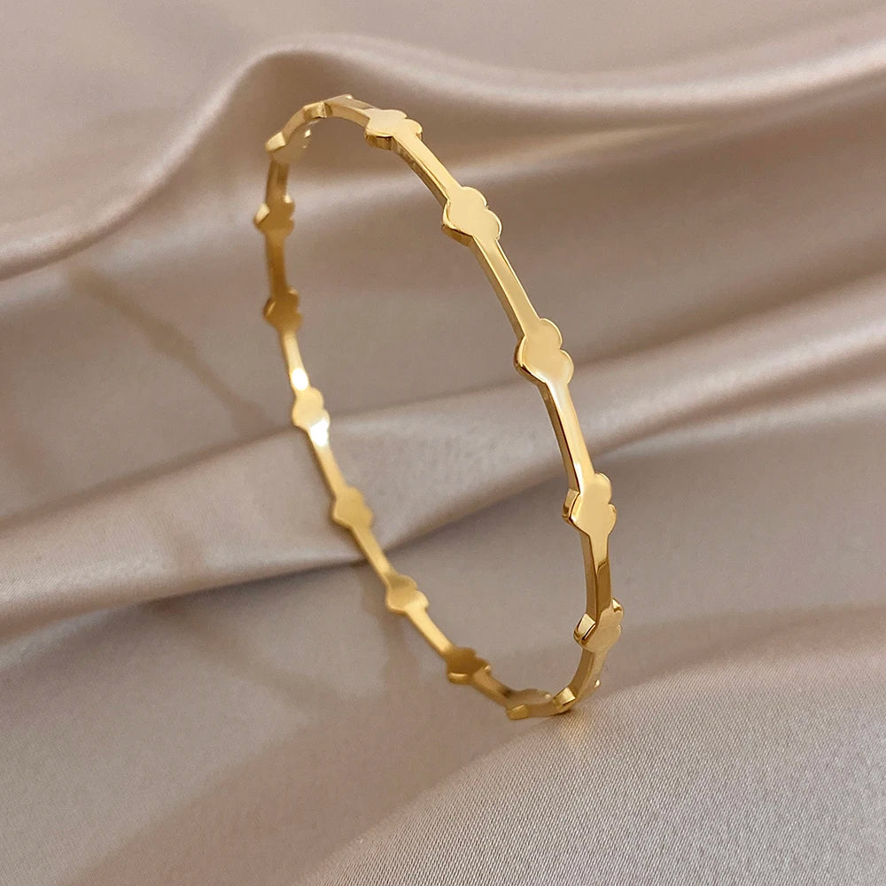 Greatera Three-piece Set of Heart-shaped Spliced Stacked Fine Bracelet Classic 3pcs 68mm Diameter Valentine's Day Bangle Gifts