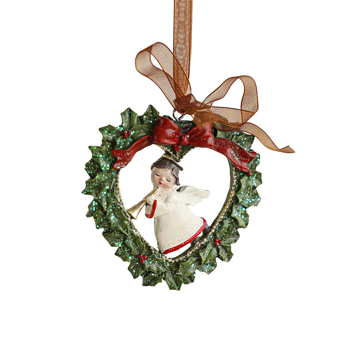 2026 Xmas Tree Pendant Cartoon Painted Santa Claus Elk Bear Christmas Stocking Resin Pendant Christmas Party Decorations 1pc
