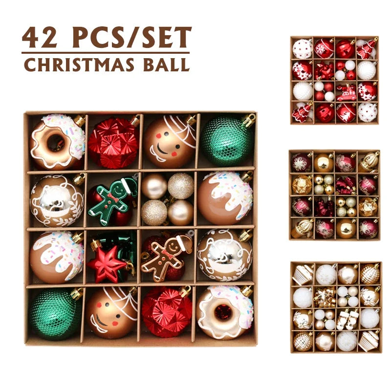 42PCS 6CM Champagne Christmas Ball Xmas Tree Hanging Pendant Ornaments 2026 Christmas Home Decoration 2027 New Year Navidad Gift