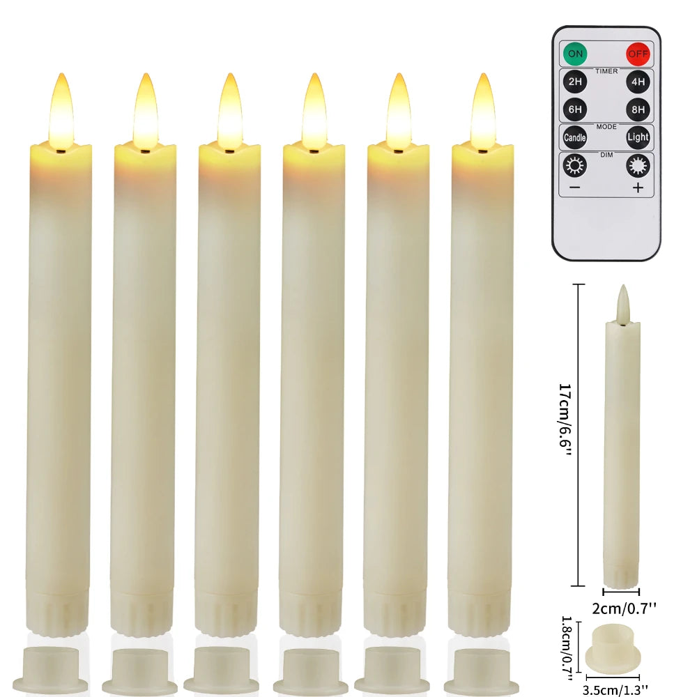 6-12-24Pcs Flameless Taper Candles Battery Operated LED Candle Flickering Candles Faux Candle Halloween Christmas Wedding Decor