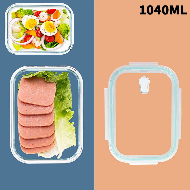 1/2/3 Grids Thickened Leak Proof Microwave Safe Food Crisper High Borosilicate Glass Bento Box With Lids Airtight Lunch Boxes