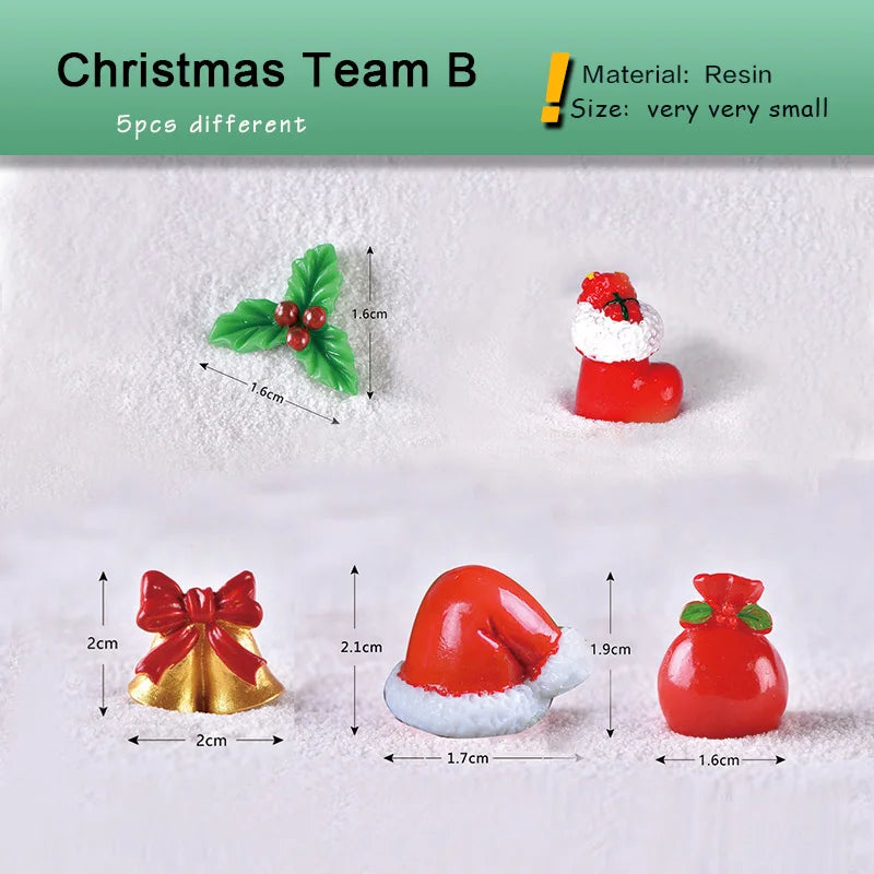 New Christmas Deer Santa Claus Sled Tree Snowman Figurine Doll House Home Decor Miniature Garden Decoration Accessories Modern