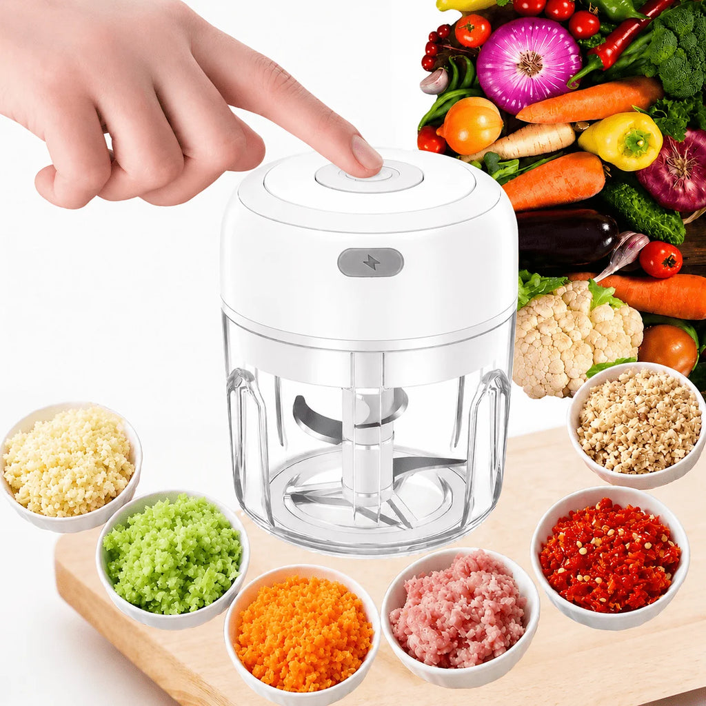 Electric Garlic Crusher, Portable Mini Food Chopper (with Meat Chopping Blade), Vegetable Chopper, Small Food Processor, Suitable for Garlic Paste, Mashed Food, Onions, Herbs, Vegetables, Ginger, Juice Mixer, and Kitchen Toma