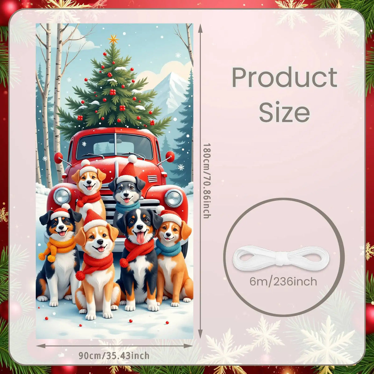 Christmas Door Cover Decorations Santa Claus Send Gift Background Banner for Indoor Outdoor Home Porch Holiday Decor Supplies