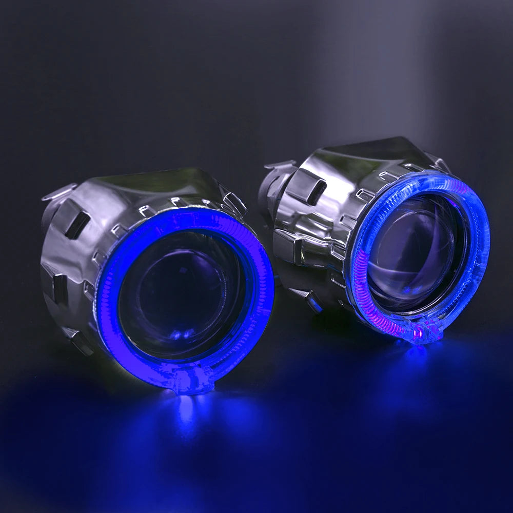 2.5 Inch 8.0 Bi Xenon Projector Lens With DRL LED Angel Eyes Shrouds Car Assembly Kit For Car Headlight H1 H4 H7 Model