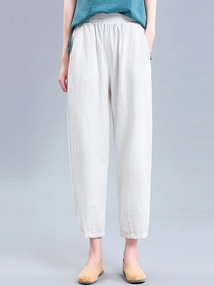 Pants For Women Loose Baggy Trends 2025 All Medium New In Outfits One Size High Quality Casual Xxl G Woman Trousers Cotton Linen