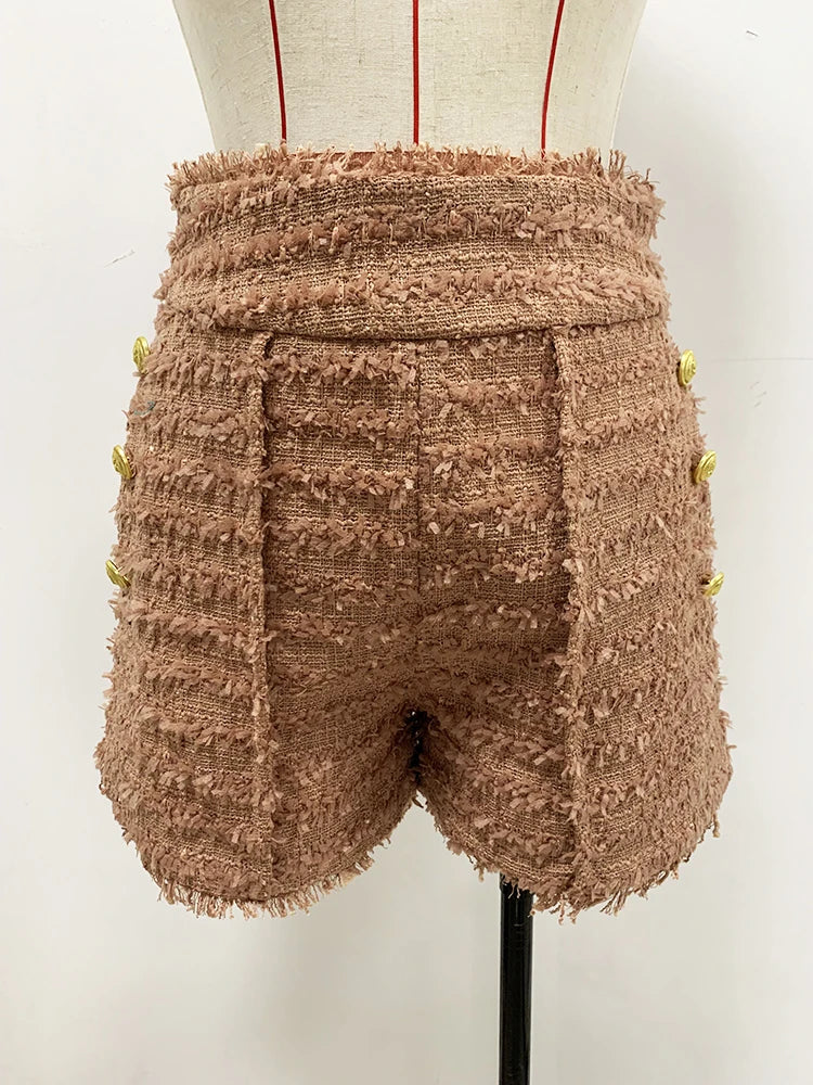 HIGH STREET Newest 2026 FW  Designer Women's  Tassel Fringed Tweed Shorts