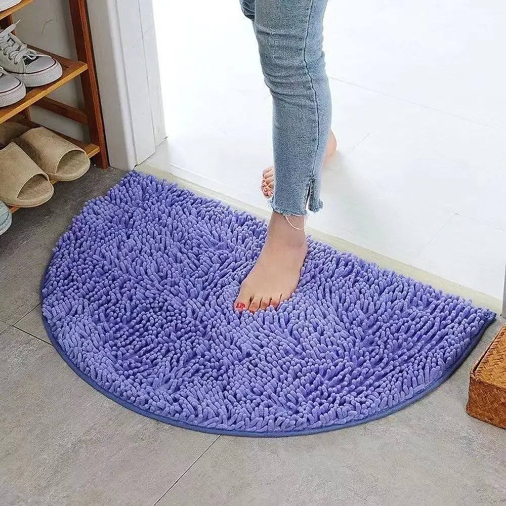 Semicircular Pet Mat Non Slip Water Absorbent Chenille Bath Mat Floor Carpet Shower Rug