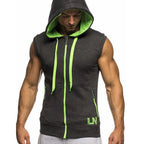 Men's Tank Top Summer Men's Clothing Casual Solid Sleeveless Tank Tops Hooded Zipper Men's Vest Bodybuilding Sportswear M-XXXL