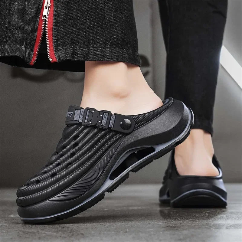 Luxurious Summer Men's Sandals Outdoor Wearable Slippers Thick Bottom Hole Design Anti-Slip Comfortable EVA Material Leisure Sho