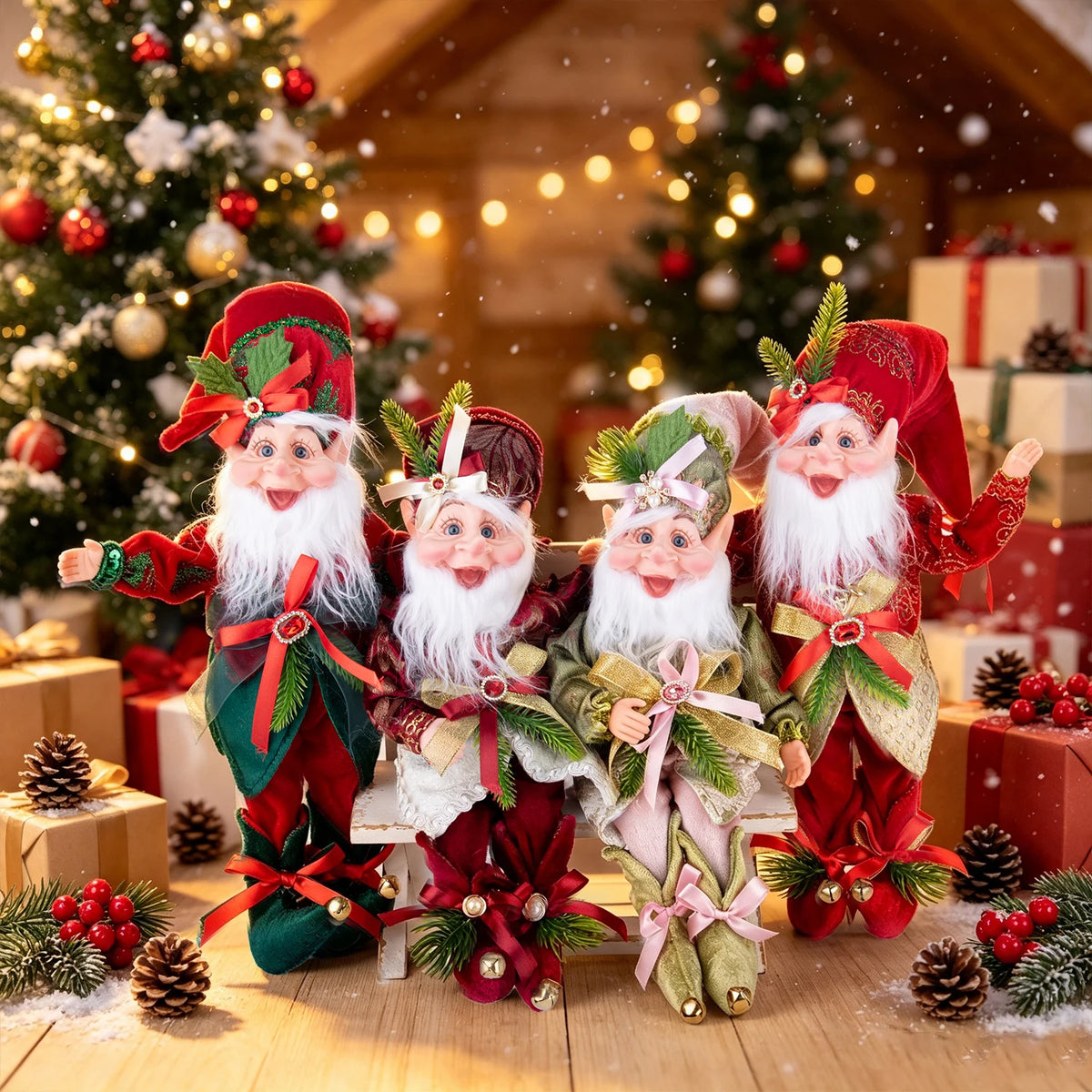 Christmas Decoration Santa Claus Statue Standing Elf Doll Decoration Christmas Tree Pendant Home Merry Christmas New Year Gift