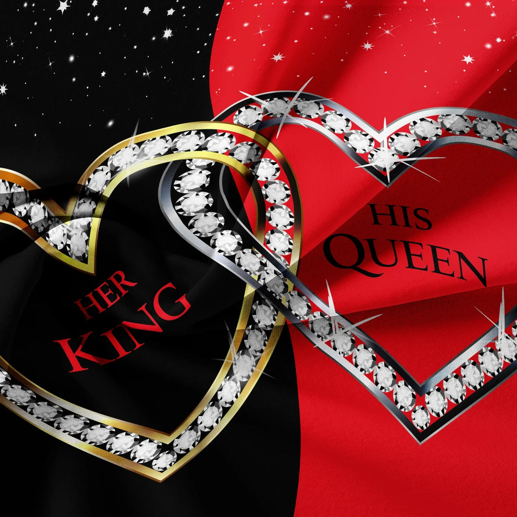3pcs Romantic Couple Crystal Heart King & Queen Bedding Duvet Cover Set -  Machine Washable, Digital Print For Home And Dorm Use