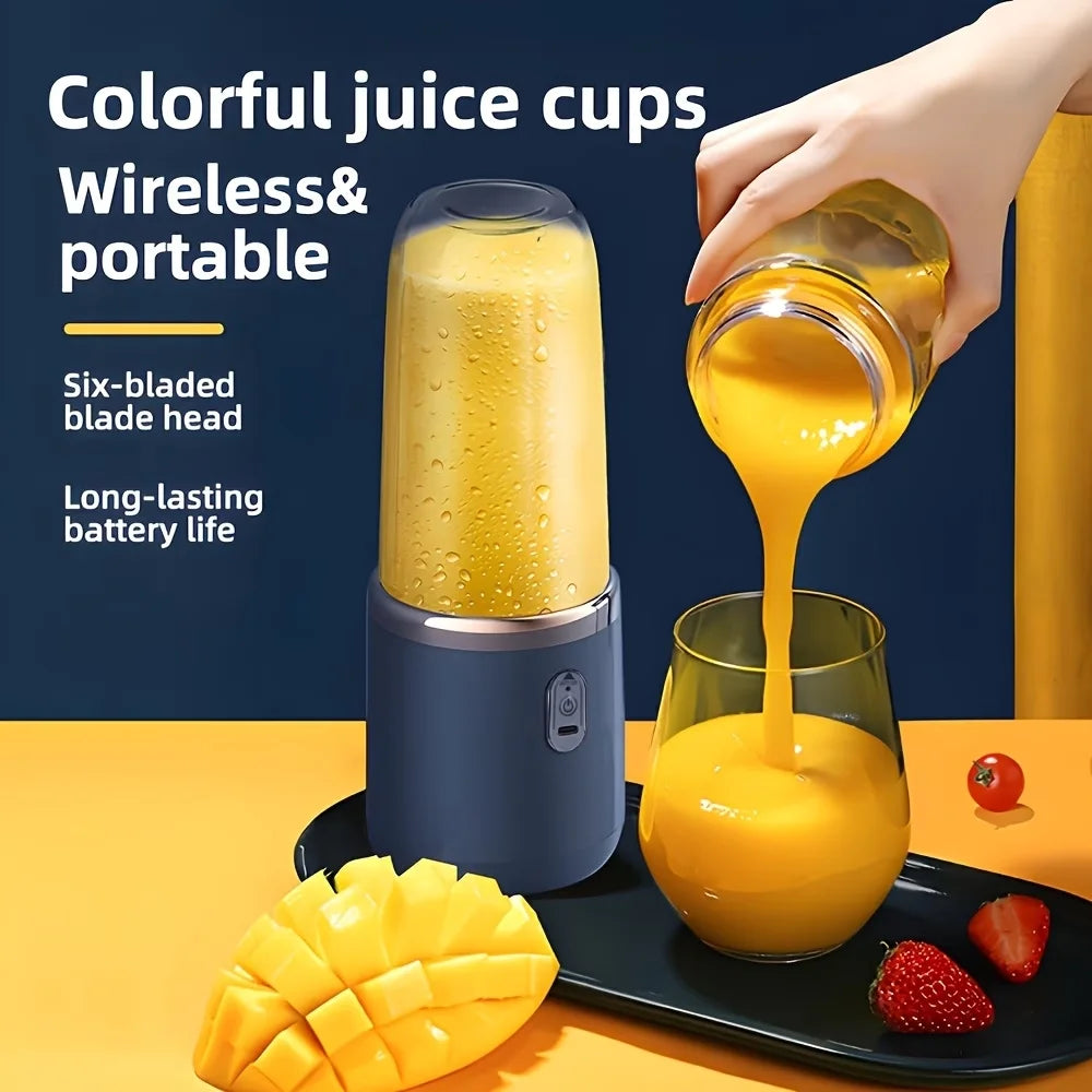 2-Cup Electric Juicer Blender Mixer Mini Wireless Portable Home USB Rechargeable 6-Blade Gift Juice Cup Multifunctional Juicer, Juice Cup, Kitchen Accessories, Christmas Gift, Halloween Gift