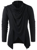 Medieval Men Asymmetrical Overlap Cardigan Casual Knitted Long Sleeve Sweater Shawl Collar Open Front Tops Men Vintage Sweaters