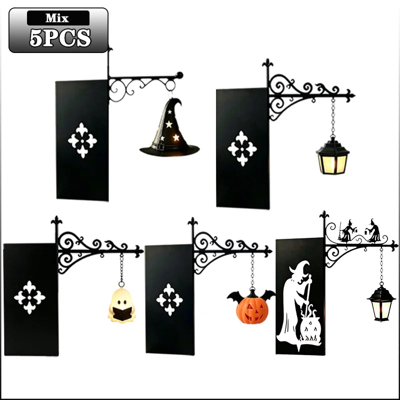 Halloween Themed Vintage Warm Glow Bookend Shelf Lamp Book Stopper for Office Reading Room Desk Decoration Reader Gift