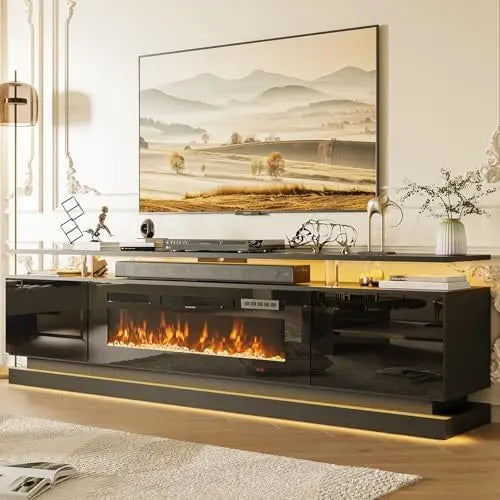 70" Fireplace TV Stand, ern Entertainment Center for TVs Up to 80”, TV ole with Storage Cabi, Media ole for Living