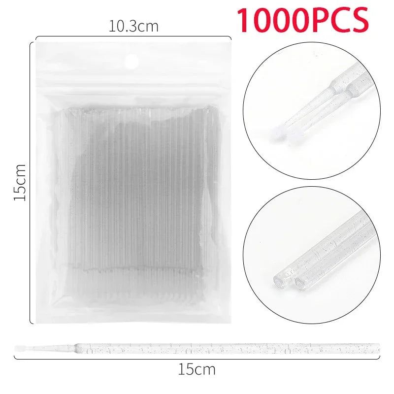 500/1000PCS  Eyelash Brushes Cotton Swab Micro Individual Eyelashes Microbrush Removing Cleaning Lash Extensions Accessori