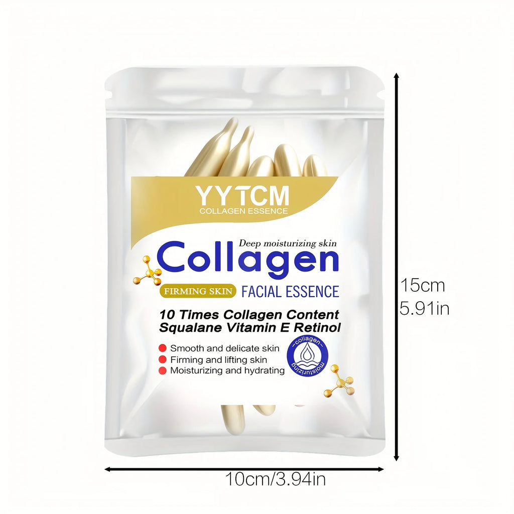 Collagen Firming Capsule Essence, Moisturizing and Hydrating for Smooth Skin, Contains Plant-Based Squalane, Retinol, and Vitamin E Deep Hydration Essence (0.4Gx30 Capsules)/Bag-1 Bag