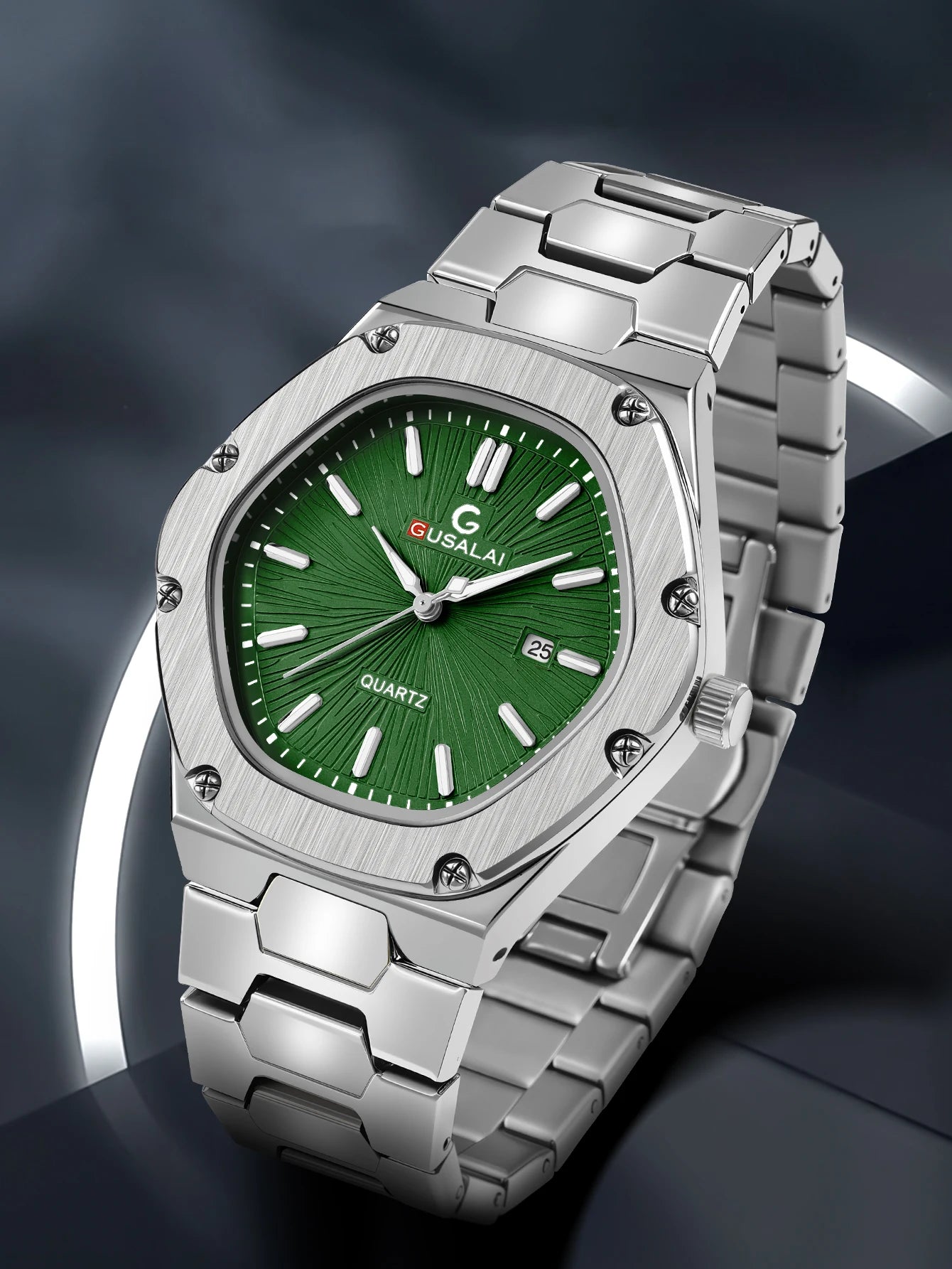 Luxury Men's Quartz Watch, Stainless Steel Strap Wristwatch with Date Calendar, Perfect Christmas Gift for Men & Boys