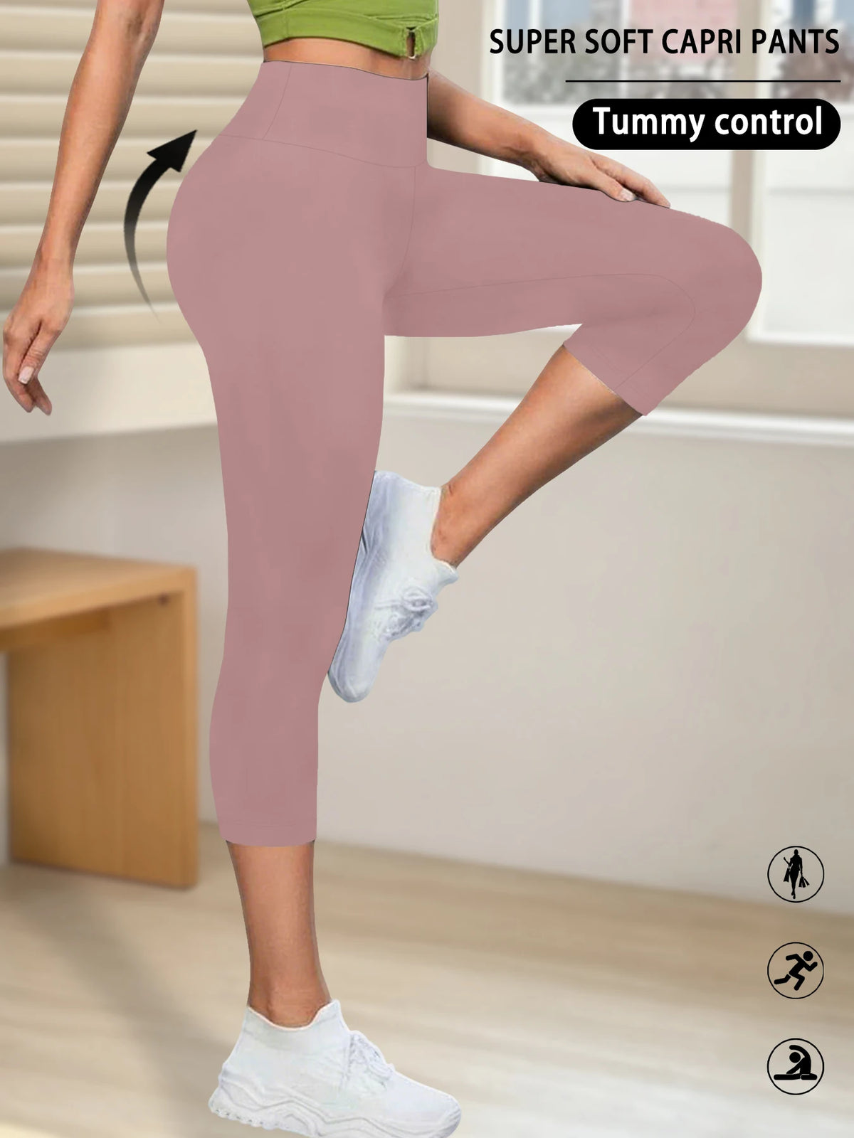 High Waisted Yoga Pants for Women Capri Pants Super Soft No See Through Workout Running Home Lounge Leggings
