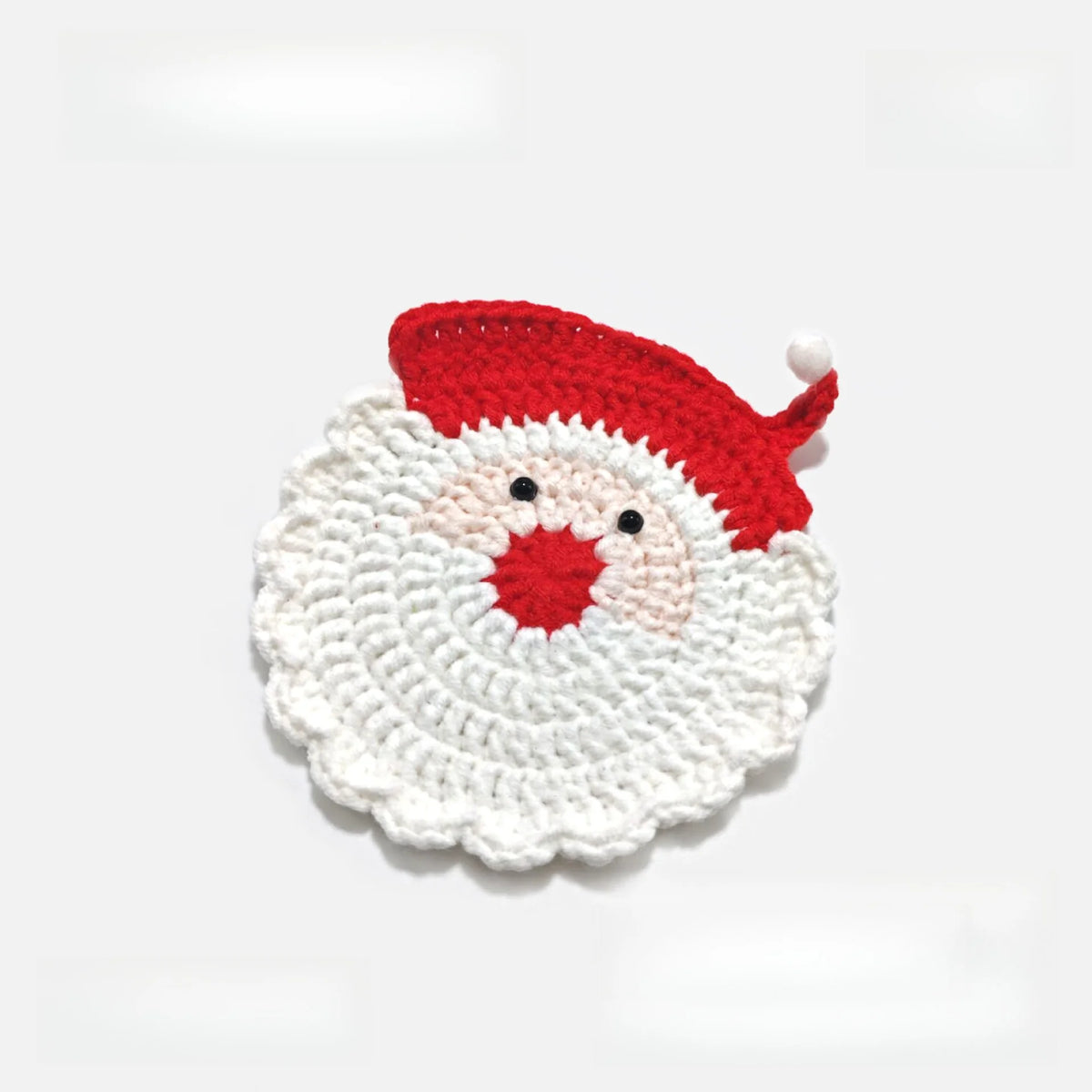 Christmas Santa Coasters Handmade Crochet Mug Mats Set Holiday Table Decoration Gift for Her Christmas Decorations for Home