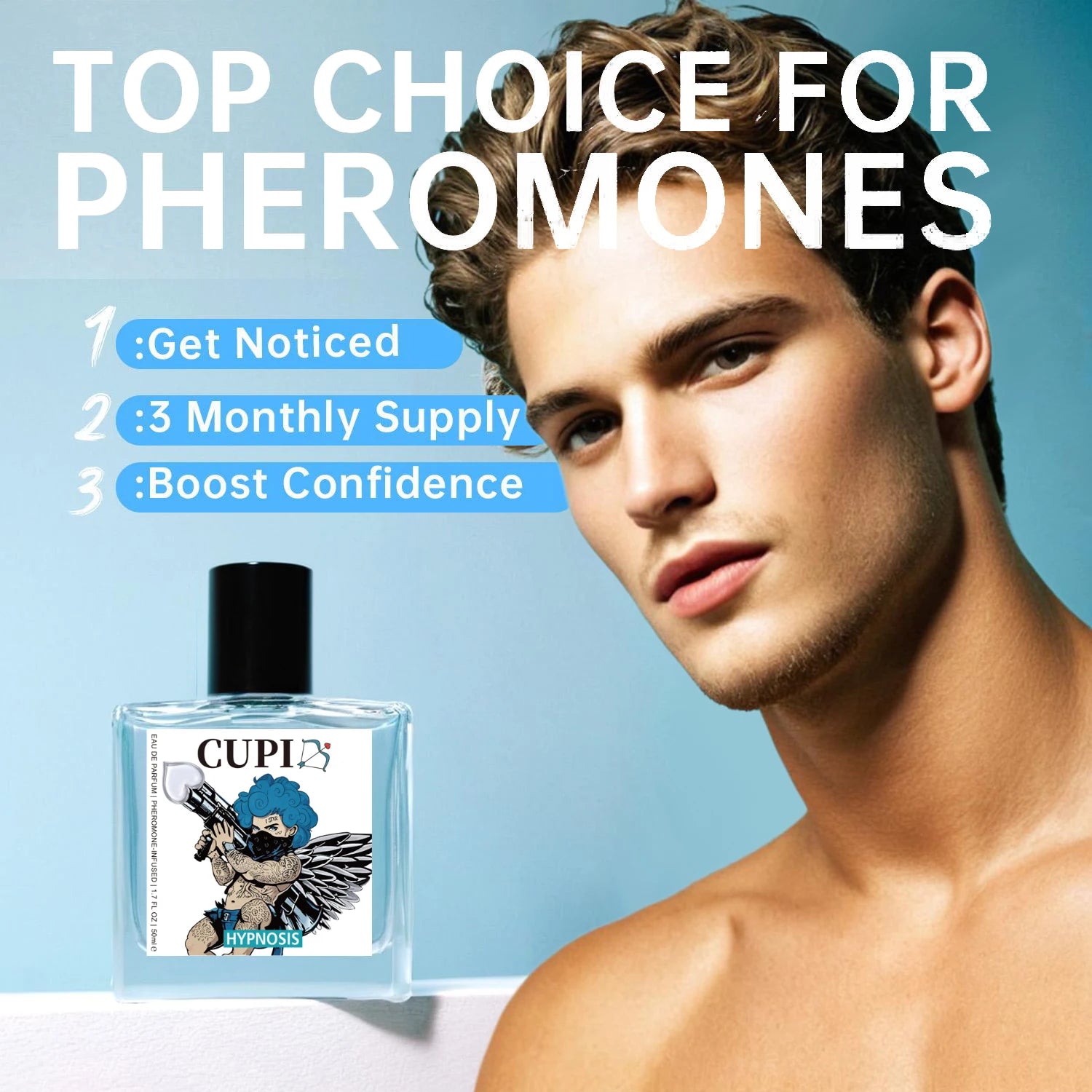 Cupid Perfume Infused Cologne for Men Original Eau de Parfum High Quality Pheromone Perfume for Men Fragrance 50ml