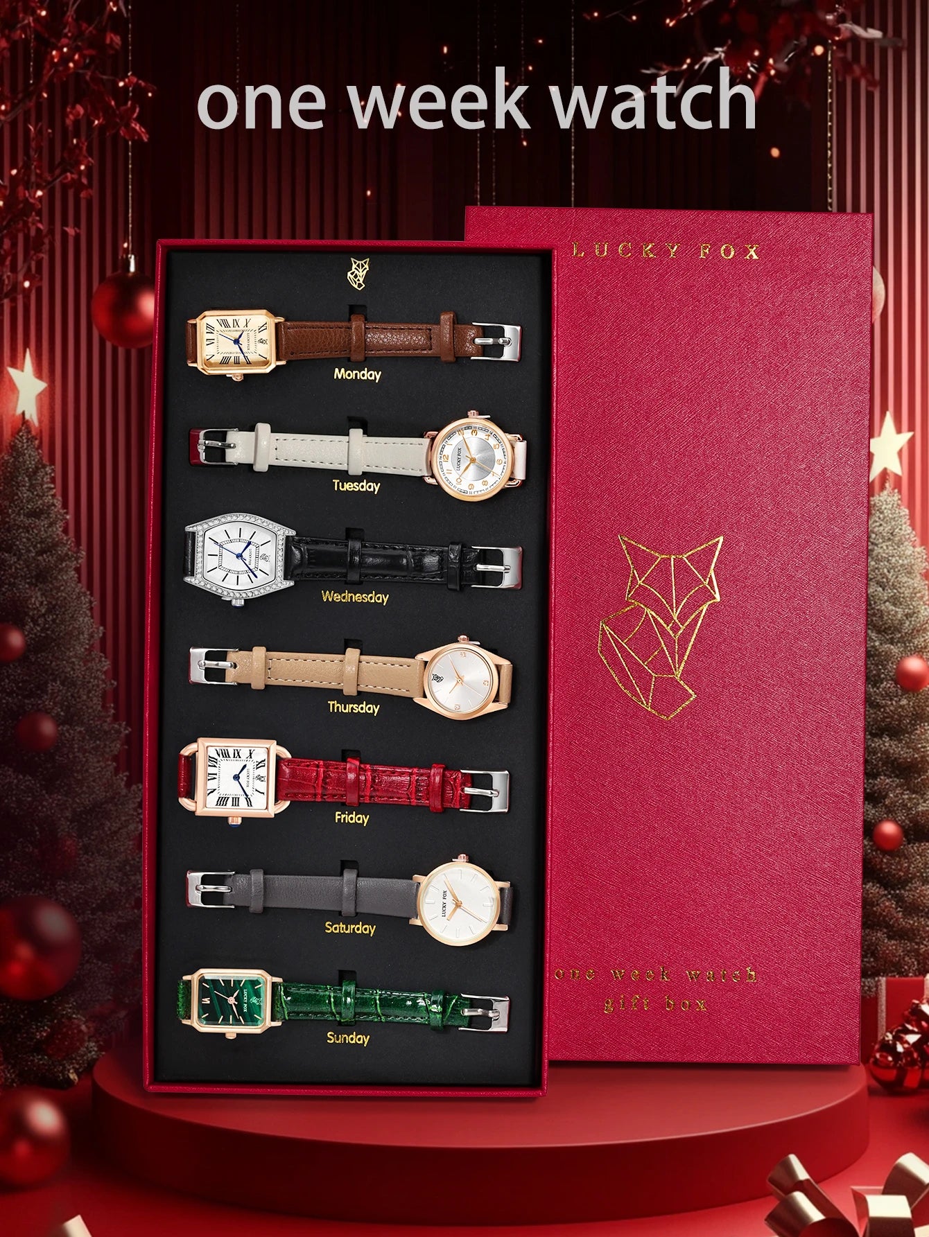 Fashion ladies' watch set gift box small square quartz watch trend Valentine's Day gift wristwatch