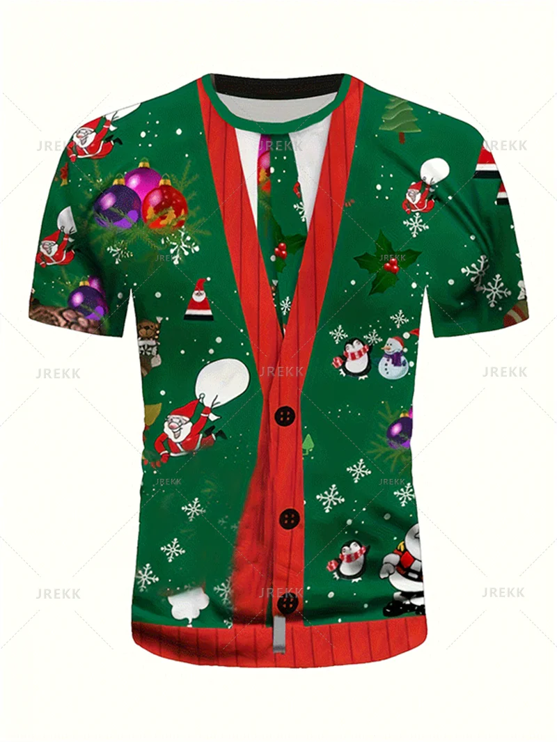 Fashion 3D Merry Christmas Printed T Shirt Happy Santa Claus Xmas Christmas Trees Graphic Tee Shirts Kid Funny Short Sleeves Top