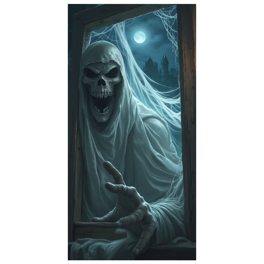 72.83x35.43 Inch Halloween Door Banner Polyester Ghost Hospital Scary Head Scene Decoration Halloween Party Supplies Photography