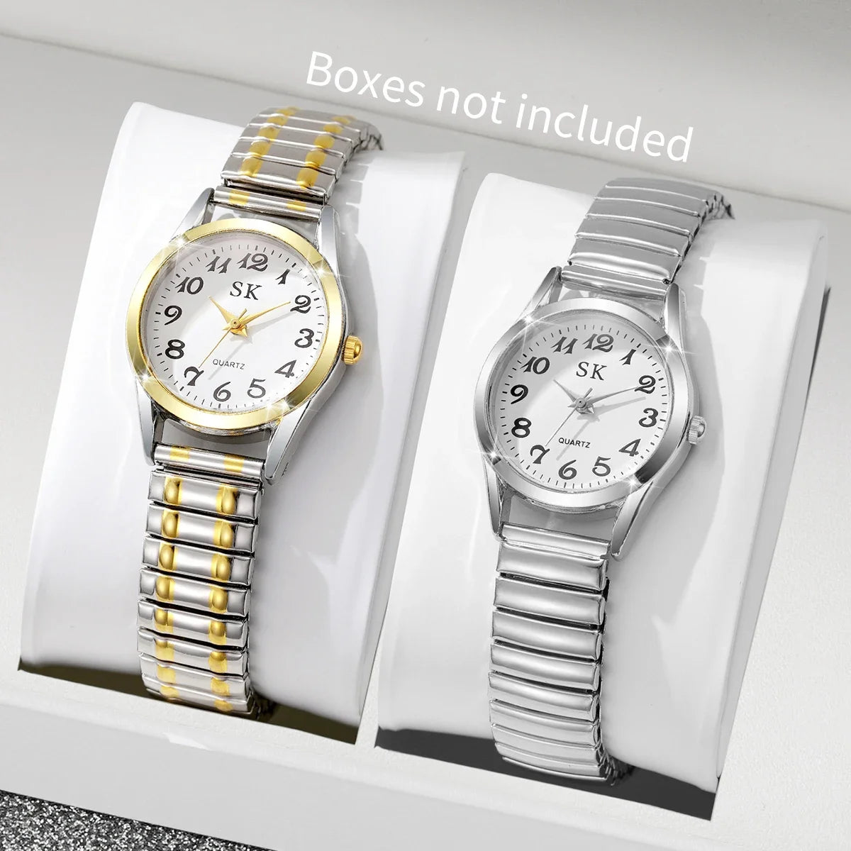Middle-aged and elderly watches, men's large digital dial, women's watch, steel spring strap, elastic band, elderly watch