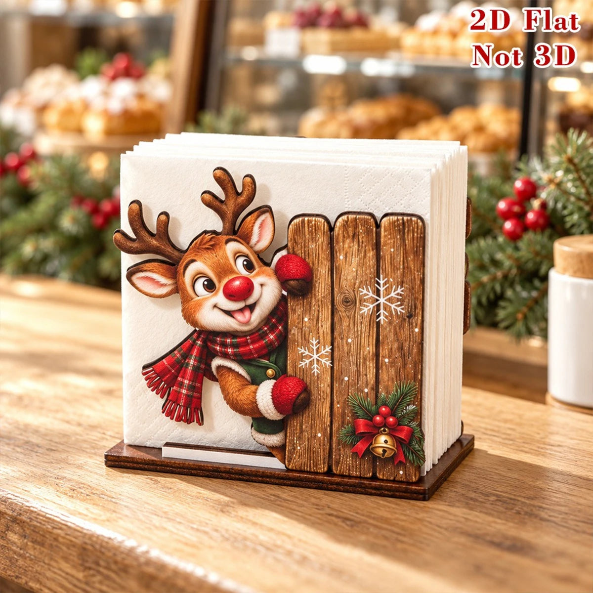 Santa Claus Wooden Napkin Holder Christmas Table Decor Desktop Tissue Storage Rack Xmas Party Dining Room Tabletop Decorations