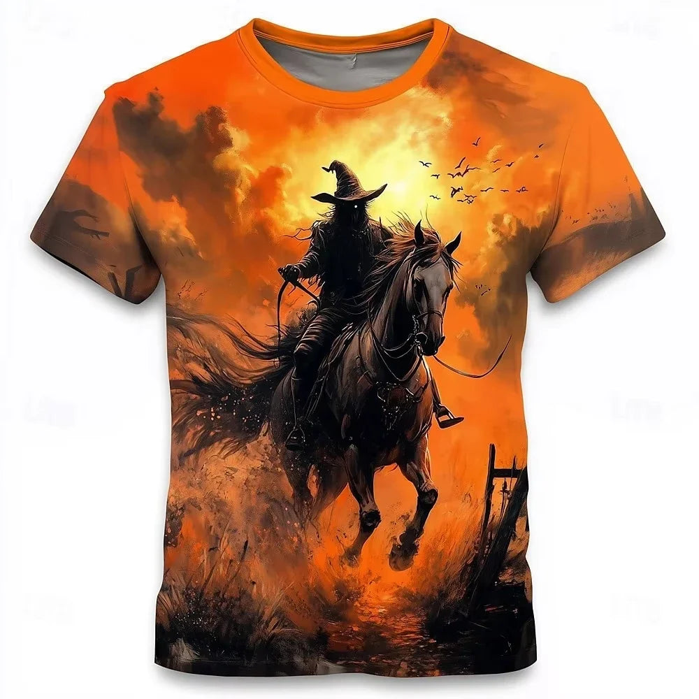 2026 Halloween Theme Men's Pumpkin T Shirt Short Sleeve T shirt 3D Print Crew Neck Shirt Horror Part Tees